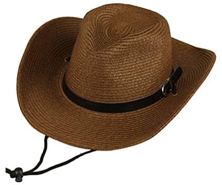 SEWACC Western Strohhut Roll Up Cap Sonnenschutz Strohhut Kopfbedeckung Cosplay Kostüm für Frauen Männer Geburtstag Halloween Kaffee