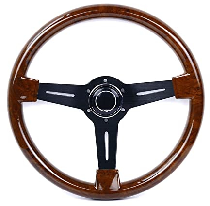 rweuiui Autolenkrad 14 Zoll Holzoptik Lenkrad Drift Sportlenkräder Autolenkrad Auto Lenkrad Schaltwippe