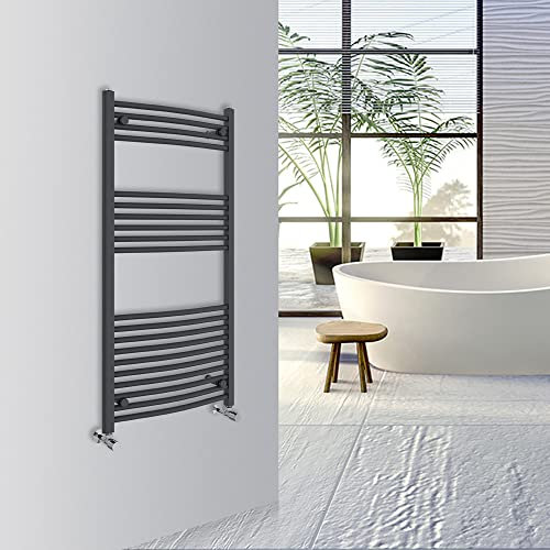Warmehaus Curved Bathroom Heated Towel Rail Warmer 1200x600mm Anthracite