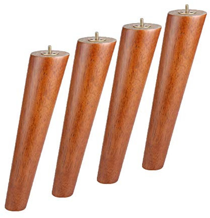 moaupr 4 Stück Möbelfüße Holz Möbelfüsse Tischbeine Massivholz Konisch Ersatz Schräger Kegel Möbelbeine für Sofa Bett Schrank M10 Gewinde Ersatz für Schrank Bett Füß,Walnussfarbe 25cm
