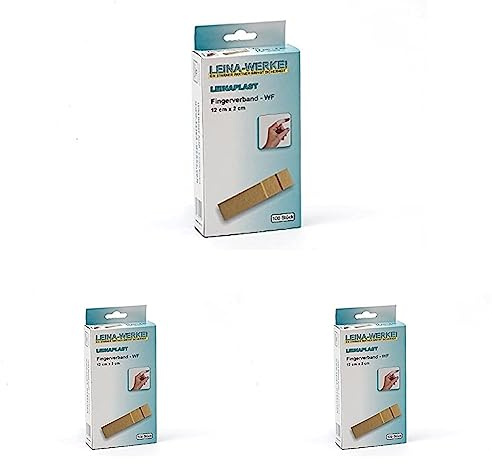 LEINAWERKE 72051 LEINAPLAST-Fingerverbände 12 cm x 2 cm, WF, 100 Stk. in Schachtel (Packung mit 3)