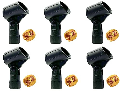 5 Core Drum Mic Clip 6-Pack Adjustable Microphone Drum Clip Reliable, Black Clip- MC 07 6PCS