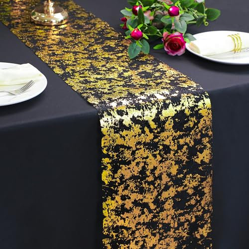 Snowkingdom Tischläufer, 150 cm, goldfarben, metallisch, Folienläufer, Partydekorationen, Glitzer, für Hochzeit, Geburtstag, Dusche, Weihnachten, Erntedankfest, Jahrestag