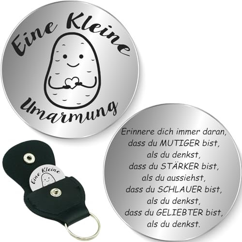 Tixlux Kleine Umarmung Glücksbringer, Glücksbringer mit Tasche, Pocket Hug, Mutmacher Geschenk, Gute Besserung Geschenke, Schlüsselanhänger für Familie Frauen Jungen Patient (Silber)