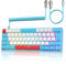 ZIYOU LANG T60 Wired Gaming-Tastatur mit Spiral USB-C Kabel - Kompakt 60% UK Layout(QWERTY) Mechanische Tastatur, 19 Rainbow RGB Backlit Mini 62 Tasten Linearer Red Switch für PC/Mac/PS4 - Biene