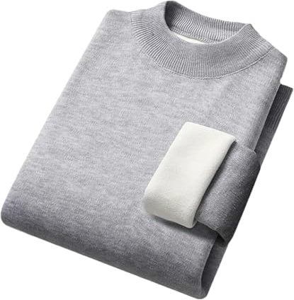 REHJJDFD Uomo Tinta unita Dolcevita Maglione Uomo Slim Fit Casuale Pile Caldo Maglieria Pullover, Collo a lupetto grigio, 2XL