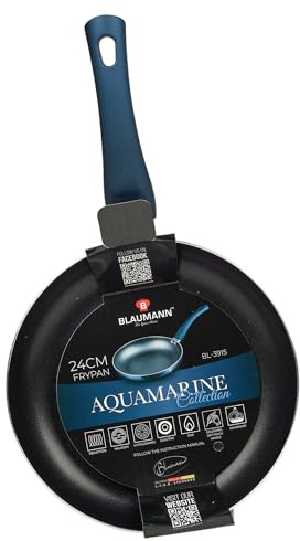 BLAUMANN Cookware Bratpfanne, Kasserolle, Soft-Touch-Griff, Deckel (Aquamarin, 24 cm Bratpfanne, 1,6 l)