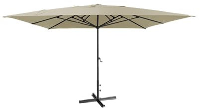 METRO Professional Marktschirm, Aluminium/Polyester, 4 x 4 m, Kurbelöffnungssystem, wasserabweisend, UV-Schutz, Humus/grau