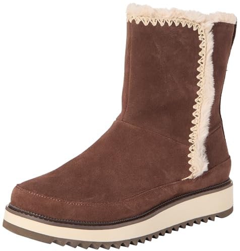 TOMS Women's Bergen Snow Boot, Water Resistant Oak Brown Suede, 4 UK
