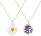 MWOOT 2 Stück Gepresste Blumen Kette, Geburtsmonats blumen Halskette, Handgemachter Schmuck für Frauen und Mädchen, Kristall Chrysanthemen