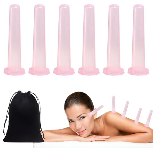 Schröpfgläser Silikon,6pcs Schröpfen Silikon,Silikon Massage Schröpfen Cups Gesicht,Saugglocke Massage Tools,Schröpfgläser Therapieset,Vakuum Saugnapf,Schröpfkopf für Gesicht Hals Augen Massage