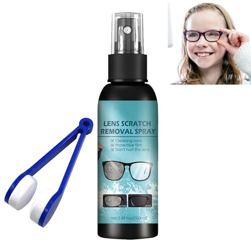 Lens Scratch Removal Spray,Eyeglass Lens Scratch Removal Spray,Eyeglass Scratch Repair Solution,Lens Scratch Remover,Eyeglass Cleaning Tools for Lenses and Screens with Glasses Wipe