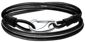 Viwind Lederarmband Damen Geflochtenes 19/20cm Leder armbänder for Damen Männer Multilayer Karabiner aus Edelstahl Manschette Wickelarmband Mit Geschenkbox (19cm, Schwarzes Rundseil)
