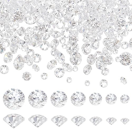 Beebeecraft 700 Stück Klarer Strasssteine 7 Größen Zirkonia Stein A Grade Facettierte CZ Diamant Strasssteine Mit Spitzen Rückseiten Cabochons Für Ring Nagelkunst-Schmuckherstellung 1.2~3mm