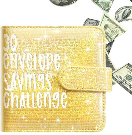 Mimoqk Spar-Challenge-Ordner mit 30 Umschlägen,Challenge-Ordner mit 30 Umschlägen - Buch über Sparherausforderungen - Effizienter Sparordner, intelligenter Budgetordner, einfache Finanzplanung,