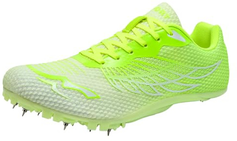 ZHENSI Zapatillas con Clavos Atletismo Zapatillas De Salto De Velocidad para Hombres Mujeres Y Niños Zapatillas para Correr Ligeras para Carreras,Verde,42 EU