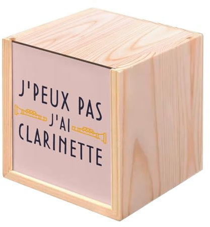 Fabulous Scatola in legno Cofanetto – J'Peux Pas J'ai Clarinetto Strumento Vento Classico (10 x 10 x 10 cm)