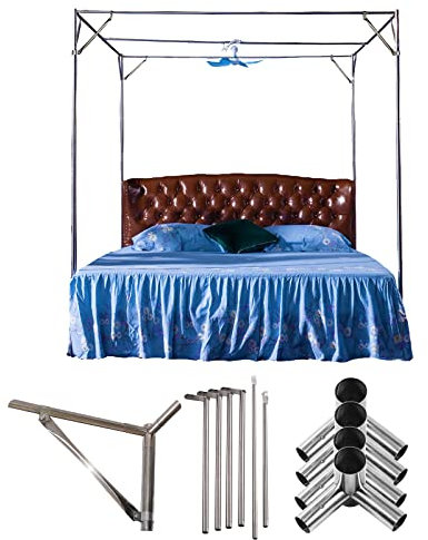 WMXZHJ Princess Mosquito, Moskitonetzrahmen aus Edelstahl für Himmelbetten mit schräger Stange und Nähfuß, 8 x 2 m