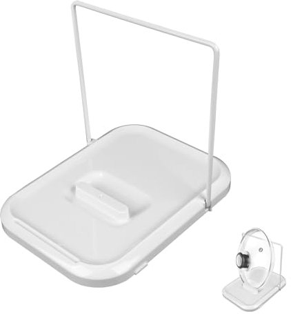 Adorila Pot Lid Holder for Kitchen Counter, Foldable Pan Lid Organizer with Nonslip Pads, Utensils Lid and Spoon Rest Shelf for Stove Top (White)