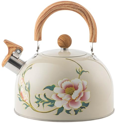 Pastoralist Thé émail Vintage Kettle | Thé à sifflet, Bouilloire Florale, Bouilloire, thermure sifflant pour la cuisinière en Acier Inoxydable