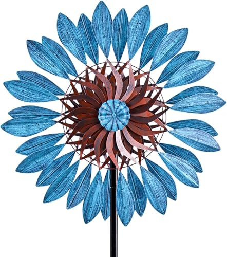 Wind Spinners, Metall Windrad Gartens, Windspiel Metall, Garten Metal Windmühlen, Windskulptur mit Charme, Windspiel für draußen, Gartendeko für Terrasse, 57 x 208 cm