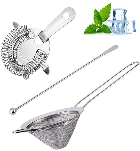 Lot de 3 passoires à cocktail, passoire à mailles fines, filtre à cocktail pratique et multifonctionnel, parfaitement filtré pour cocktails, café, thé, jus et plus encore, outil de cuisine polyvalent