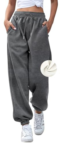 EBANKU Women's Sherpa Lined Sweatpants Thermal Fleece Lined Joggers Pant with Pockets Winter Warm Thick Bottoms Tracksuit for Casual, Gym and Jogging