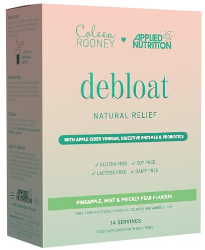 Applied Nutrition - Coleen Rooney - Debloat Powder - Apple Cider Vinegar & Enzymes, Best Digestive Health, Best Vegan Gut Support - Natural Bloating Relief (14 x 9.1g) (Pineapple, Mint & Prickly Pear)