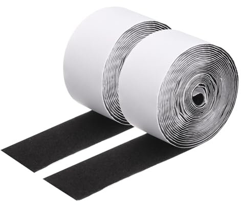 sourcing map Cinta de velcro de 15 pies x 2 pulgadas, tiras adhesivas de doble cara resistentes, cierre adhesivo fuerte para el hogar, oficina, coche, manualidades, color negro