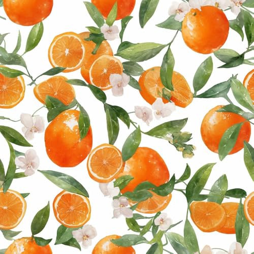 JIAOQSS Self Adhesive Wallpaper Watercolor Orange Stick on Wallpaper Citrus Orange Trees Fruits Wallpaper for Living Room Bedroom Waterproof Art Deco Wallpaper Vinyl Wallpaper Sticky Back Plastic