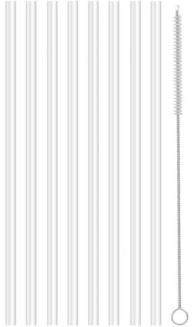 8Pcs Plastic Replacement Straw for Stanley Cap, Reusable Clear Straw, 12in Long Drinking Replacement Straws with Straw Brush, Fit for Stanley Adventure Quencher Travel Tumbler, Easy to Clean Straws