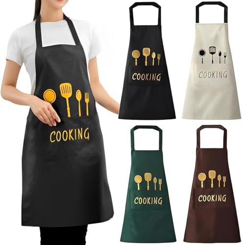 ClcIosis 4 Stück Kochschürze Damen, Kochschürze Herren, Küchen koch schürze herren Damen Schürze Apron Women Ideal für Küche und Gastronomie