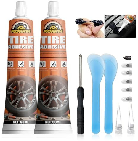 2 Piezas Pegamento Vulcanizante, Kit Repara Pinchazos Coche, Pegamento Reparación Neumáticos, Goma de Sellado Neumático Negro, Adecuado para Motocicletas/Camiones/Coches/Bicicleta