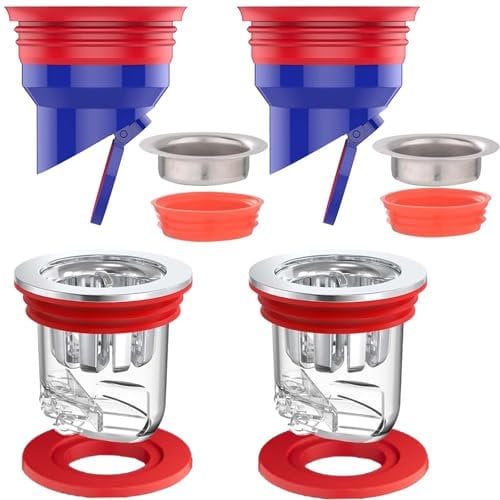 4 Piezas Valvula Antiolores Ducha WISIRENT, 2 Piezas 35-52mm Desague Antiolores 2 Piezas 35-52mm Tapon Ducha Olores, Desagüe Ducha Drenaje de Piso de Ducha Prevención Reflujo para Desagüe Suelo