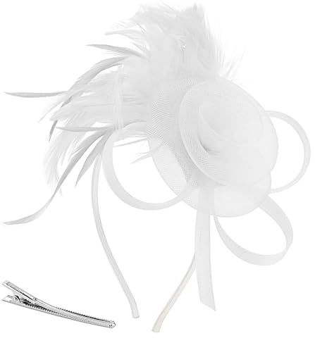 Damfascinatorklämma och pannband Elegant håraccessoar i fjädernät för bröllop/tävlingar Möhippa Tebjudning Ascothatt Veganskt läderbas
