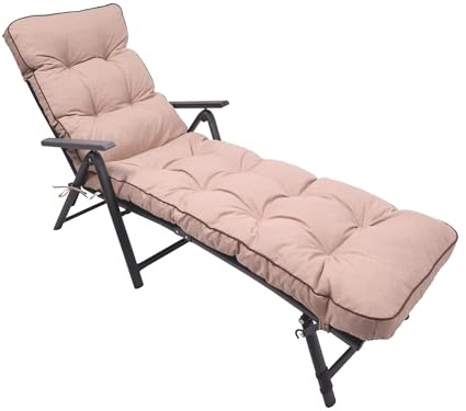 TexDeko® Ecolen Liegenauflage für Gartenliege Polster 190x60cm Taupe | mit Antirutsch-Boden, wasser- & schmutzabweisend, UV-Schutz, Paspelrand, Leinenoptik, bequemes Polster für Sonnenliege