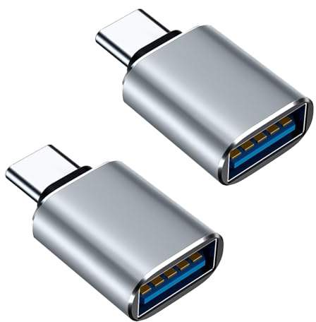 2 USB-C to USB Adapter,Female Aluminium OTG Adapters for Phones and Tablets | compact aluminium converters, USB-C male to USB female, for MacBook Pro Galaxy Type-C smartphones and tablets