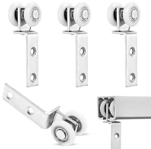 4 Pièces Roulette Porte Coulissante Placard,Placard Roulettes,pour Porte de Garde-robe,Roulette de Coulissante,Rouleau Placards,Vitrines,Portes Coulissant Très Résistantes et Durables