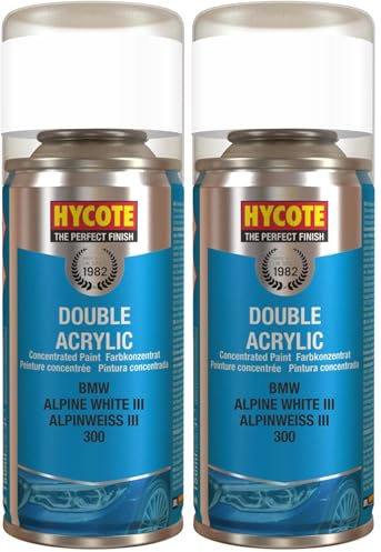 Hycote Double Acrylic Aerosol Car Spray Paint, BMW - Alpine White, 150 ml (Pack of 2)