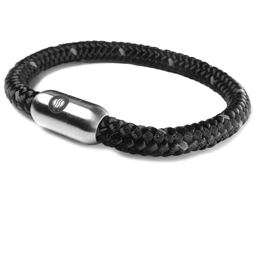 fish and ships Segeltau Armband Herren - Surfer-Armband schwarz - Handmade in Berlin - Wasserfest - Stärke 6 mm - Extra starker Magnetverschluss