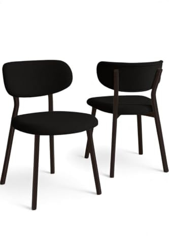 Modernes Stuhlset (6-teilig), Bouclé, Schwarz & Braun, 46 x 45 x 85 cm | Gestell: 100% Metall, Rückenlehne: Sperrholz | Stilvolles skandinavisches Design