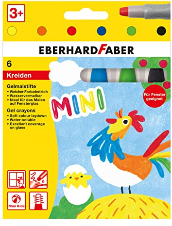 Eberhard Faber 529006 - Gelmalstifte Basic mit weicher Mine und Schiebehülse, 6 Gelstifte im Kartonetui