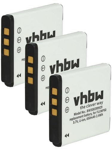 vhbw 3X Akku kompatibel mit Pentax Q-S1, Q7, Q, Q10 Kamera (650 mAh, 3,6 V, Li-Ion)