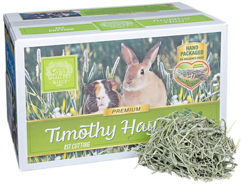 Small Pet Select 1st Cut Timothy Hay Pet Food for Rabbits, Guinea Pigs, and Other Small Animals, Easy to Store Box, 20Lb (9.07kg) | High Fiber Natural Hay, Grown in USA, Long Coarse Strands for Dental Wear, For Chinchillas, Hamsters, Bunnies & Small Pets