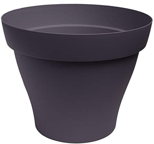 Poétic - Pot de Fleurs d'extérieur et d'intérieur - Pot Rond - Coloris Noir Violine - Pot de Fleur en Plastique recyclé - 16,5 x H13,2 cm