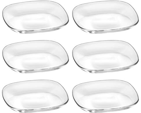 Barski - European Glass - Salad - Dessert - Square - Plate - Artistically Designed - 7  Diameter - Set of 6 - Made in Europe