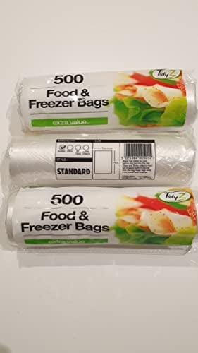 1500 Food & Freezer Bags 3 Packs of 500 Storage Food Freezer Strong Large Reusable Fresh Lunch Bags On Roll Packed Fridge Freezing All Food Type Used Standard Strength by Tidyz