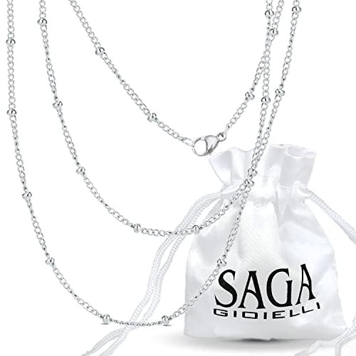 SAGA GIOIELLI® - Collar para llamar ángeles, acero inoxidable, 100 CM, Acero inoxidable, No es una piedra preciosa