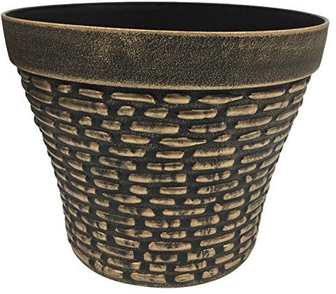 Rammento Grande Antiguo Cobre Maceta para Plantas Macetero Redondo Piedra Acabado