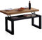 duehome | Loft, Mesa de Centro Elevable, Mesita Comedor, Acabado en Roble Boreal y Negro, Medidas: 120 cm (Largo) x 60 cm (Ancho) x 47,5/62 cm (Alto)